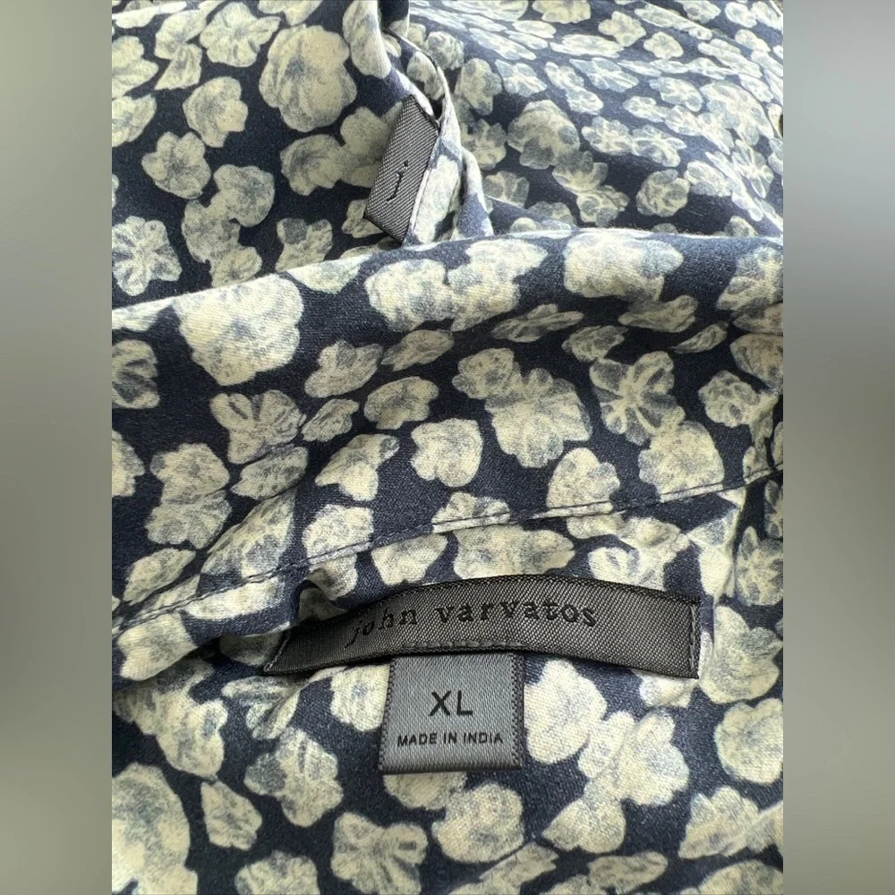 John Varvatos Danny Short Sleeve Camp Collar Shirt Officer Blue XL BRAND NEW